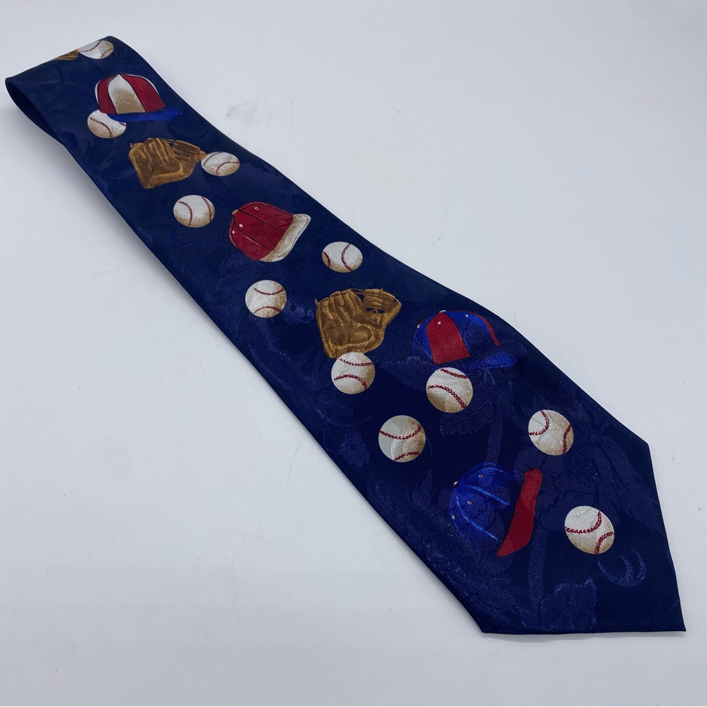 A. Rogers Vintage Baseball Caps Blue Silk Like Necktie